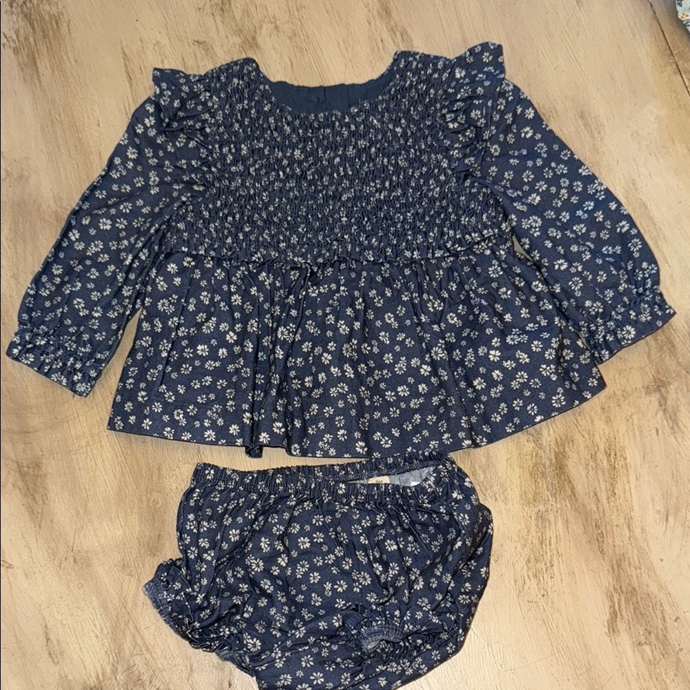 GAP Baby Dress with Bloomers - Blue and White